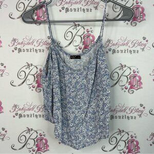 Cotton On tank top flowers white flowy camisole cami Blue Floral Camisole